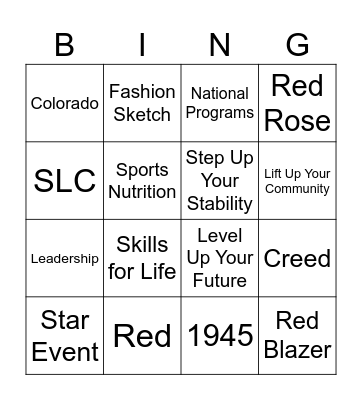 FCCLA Bingo Card