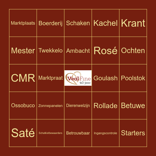 VEAL FINE BINGO Card