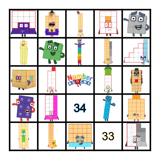 Numberblocks Bingo Card
