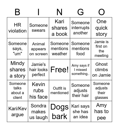 WFM Meeting Bingo Card