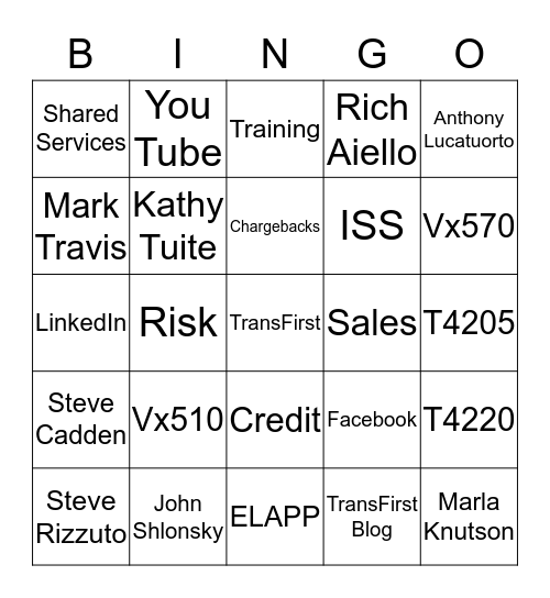 TransFirst Bingo Card