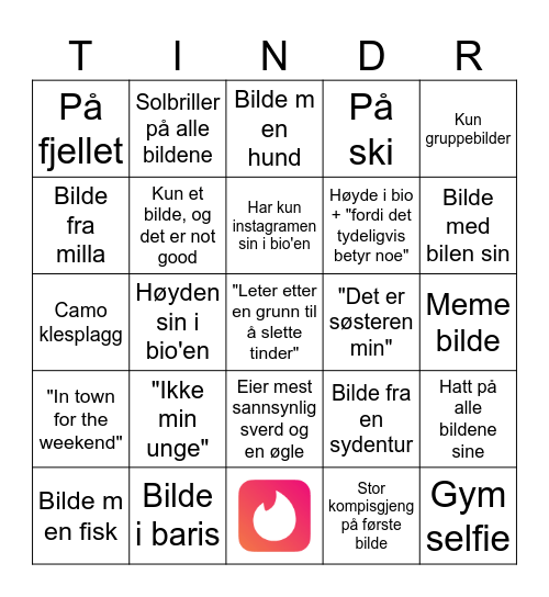 TINDER BINGO Card