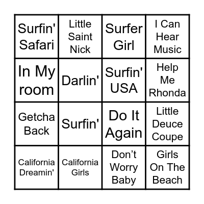 The Beach Boys Bingo! Bingo Card