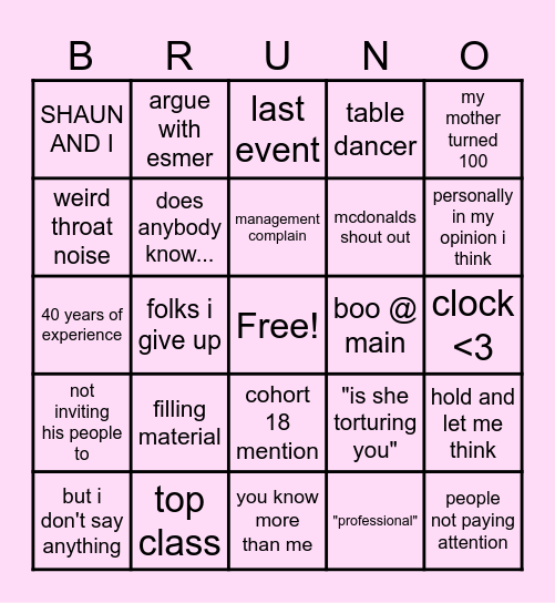 Fun times with cohort 20 Bingo Card