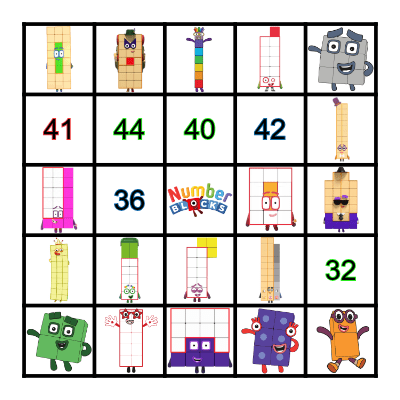 Numberblocks Bingo Card