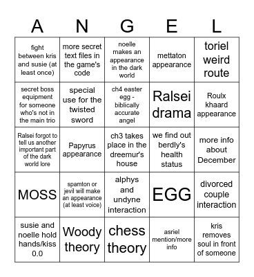 Deltarune Bingo Card