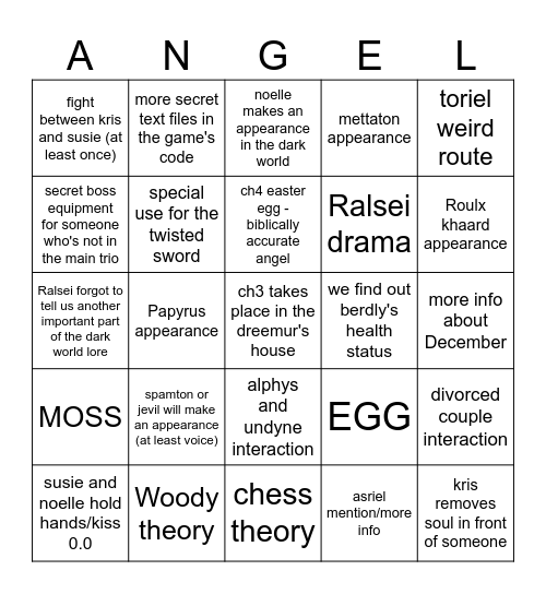 Deltarune Bingo Card