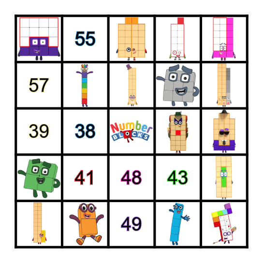 Numberblocks Bingo Card