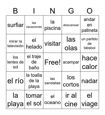 El Verano Bingo Card