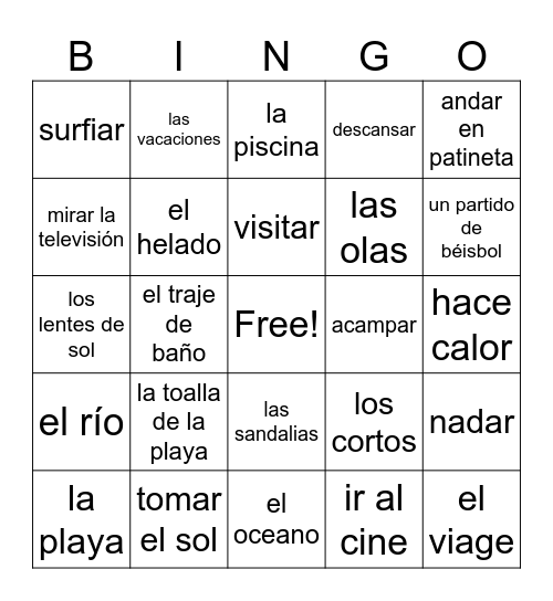 El Verano Bingo Card