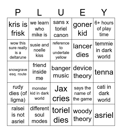 DELTARUNE today :3 Bingo Card