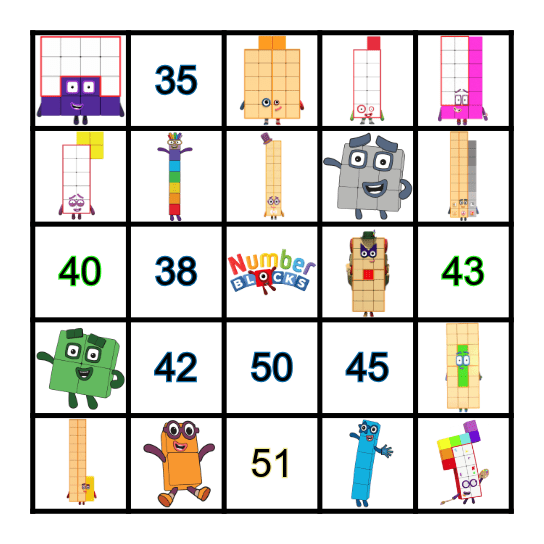 Numberblocks Bingo Card