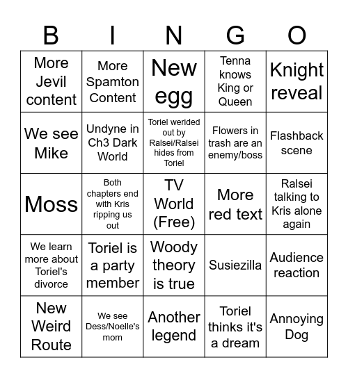 DELTARUNE TOMORROW Bingo Card