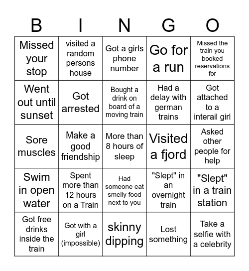 INTERAIL 2025 Bingo Card