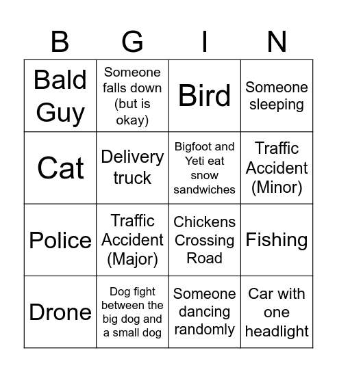 Camera BGINO Bingo Card