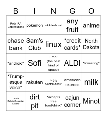 Hudson Bingo Card