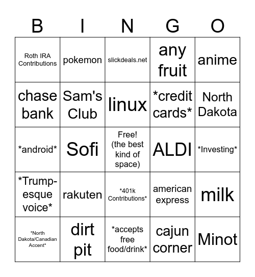 Hudson Bingo Card