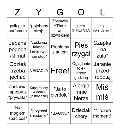 Zigi-kun BINGO Card