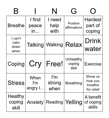 Coping Bingo Card