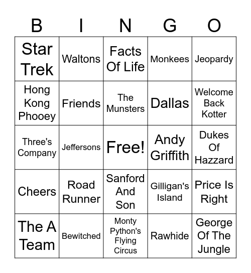 TV Show Themes! Bingo Card