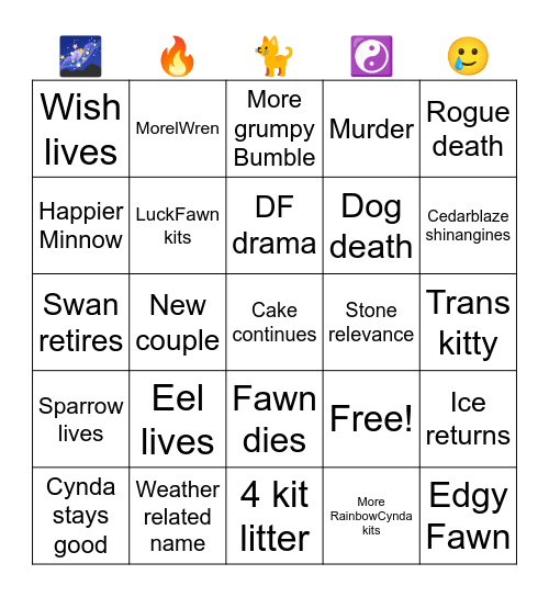 GalaxyClan year 28 Bingo Card