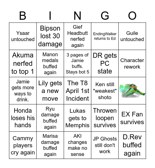 SF6 S3 patch Bingo Card
