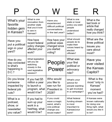 People Powered Bingo Card