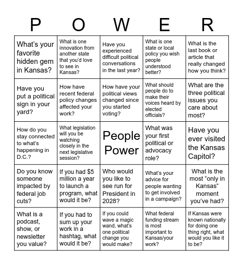 People Powered Bingo Card