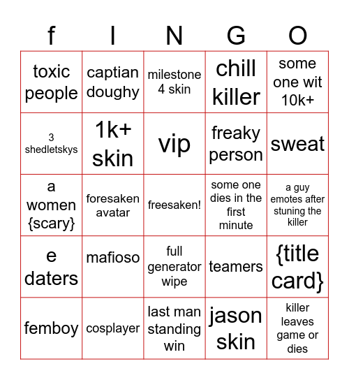 foresingo Bingo Card