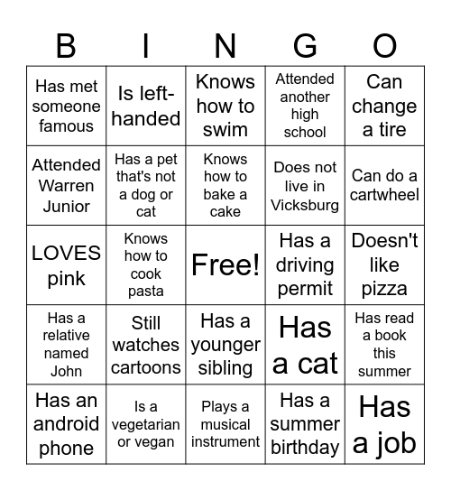 FIND SOMEONE WHO... Bingo Card