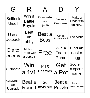 Any Game Bingo Card