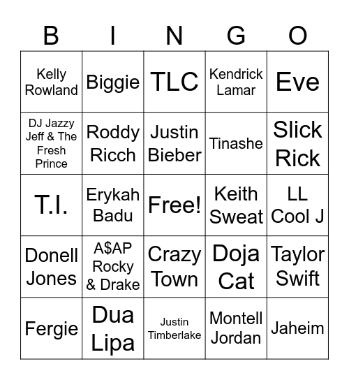 Mixay Mix Bingo Card
