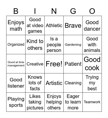 Strengths Bingo Card