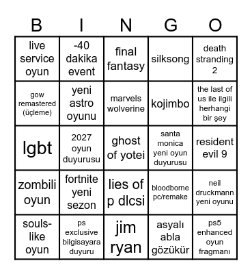 5 haziran 2025 state of play Bingo Card