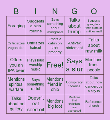 Family trip bingo Card