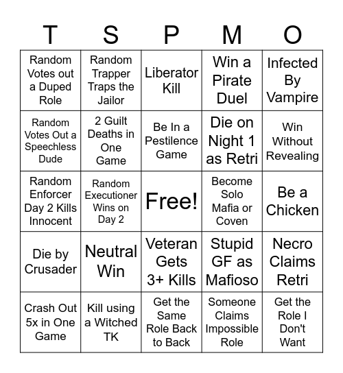 Bloxston Mystery Bingo Card