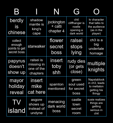 chappy 3 to fow Bingo Card