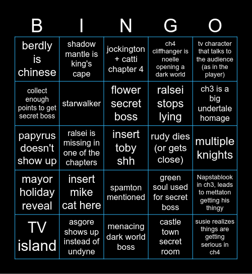chappy 3 to fow Bingo Card