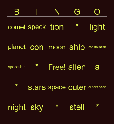 ***Star Words!*** Bingo Card