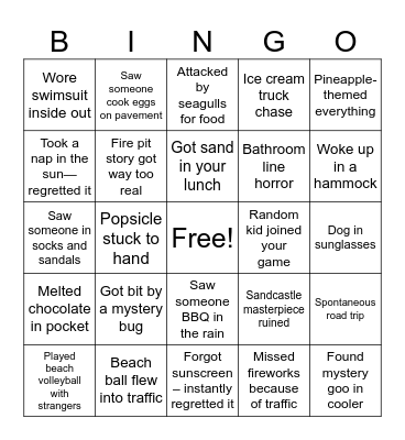 Crazy Summer Bingo Card