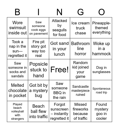 Crazy Summer Bingo Card