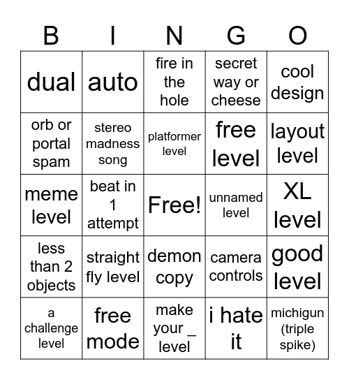 gd bingo Card