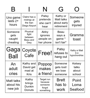 Rodriguez Bingo Card