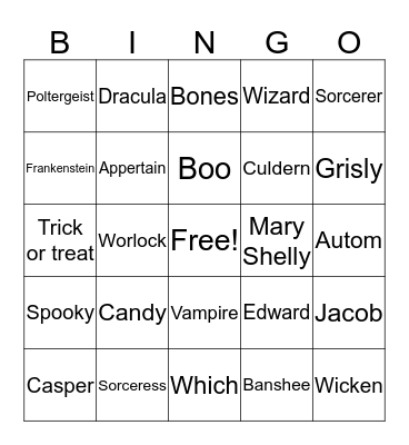 Halloween Hadley Bingo Card