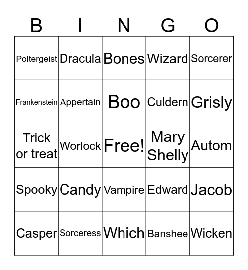 Halloween Hadley Bingo Card