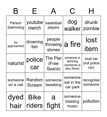Brighton Beach Bingo Card