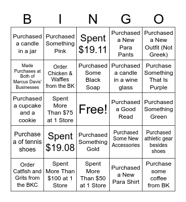 Business Crawl Bingo Card