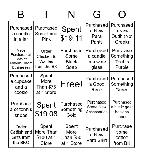 Business Crawl Bingo Card