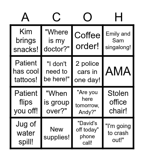 AT Bingo Card