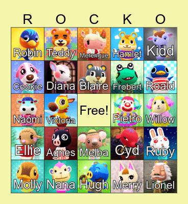 Animal Crossing Bingo Card